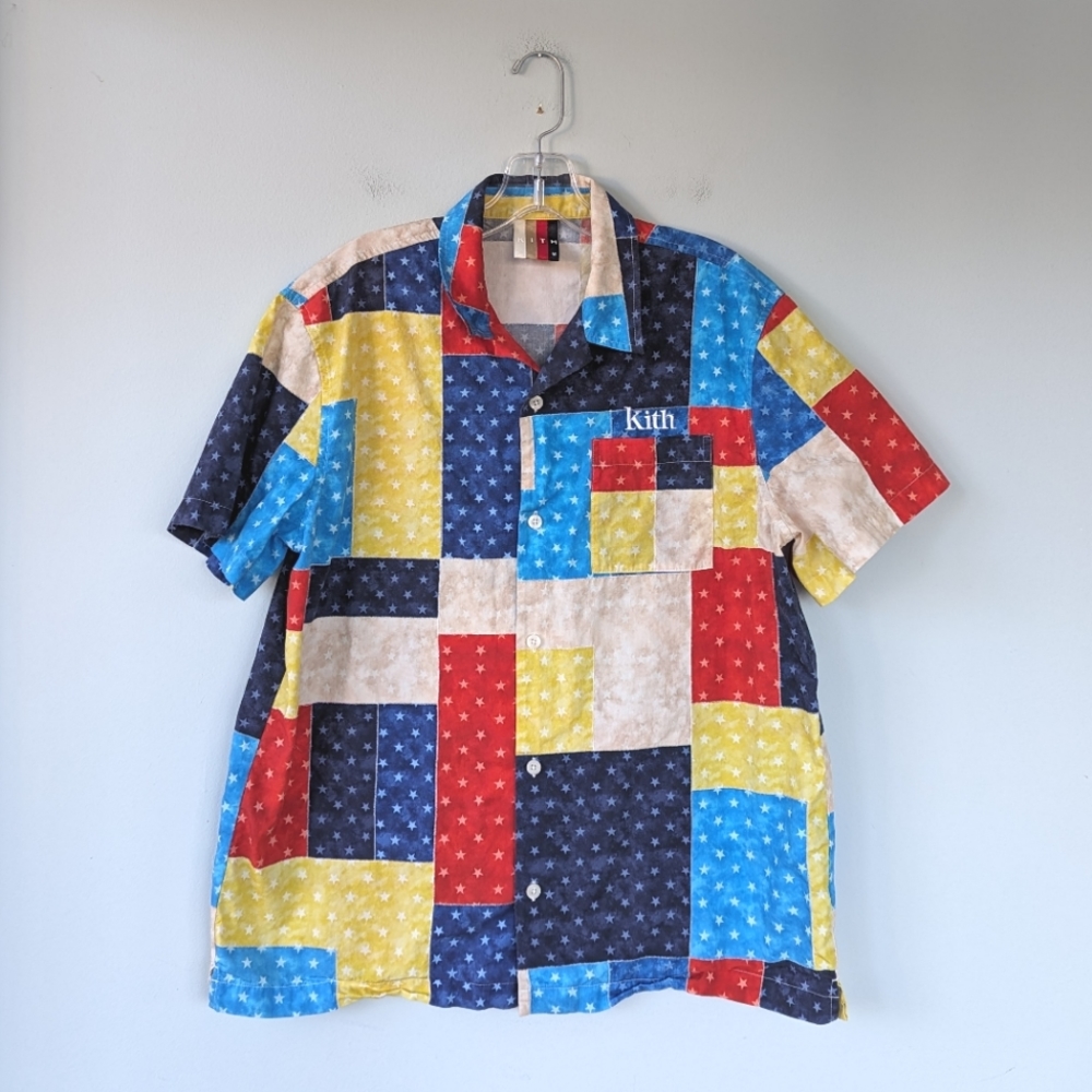 Kith Mixed Stars Patchwork Camp Collar Shirt - image 3